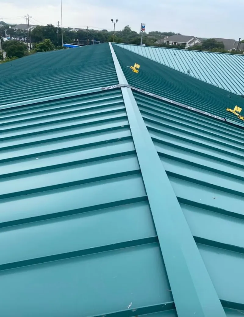 Green commercial metal roof ridge and valley for Metal Roof Repair in Tempe